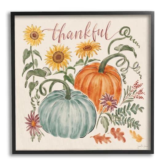 Stupell Industries Autumn Botanical Thankful Nature Framed Giclee Art